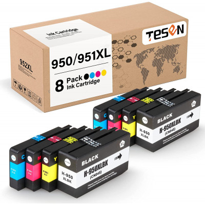 TESEN (950 951) Compatible Ink Cartridge Replacement for HP 950XL 951XL 8 Pack Color Set